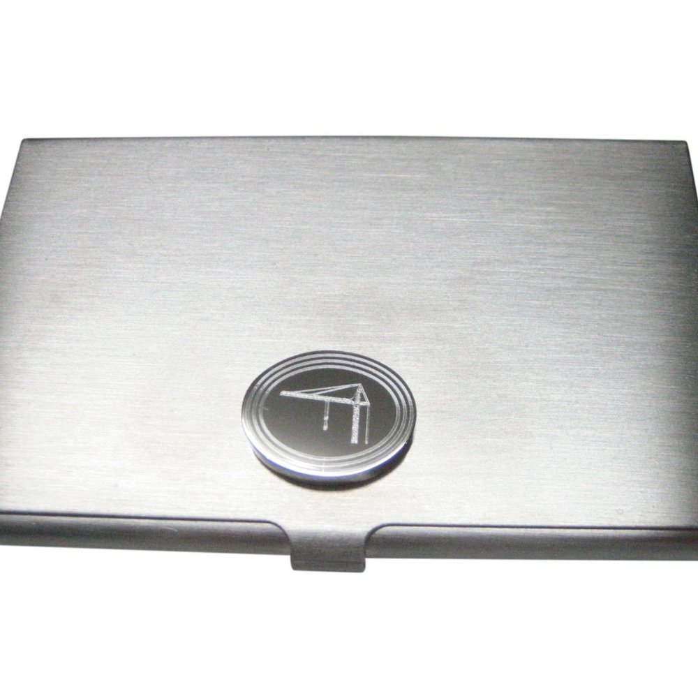 Oval Construction Crane Business Card Holder